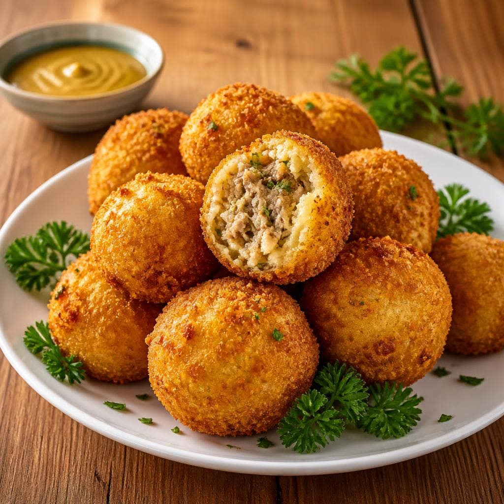 Bitterballen Te Sate dengan tekstur renyah dan isian gurih